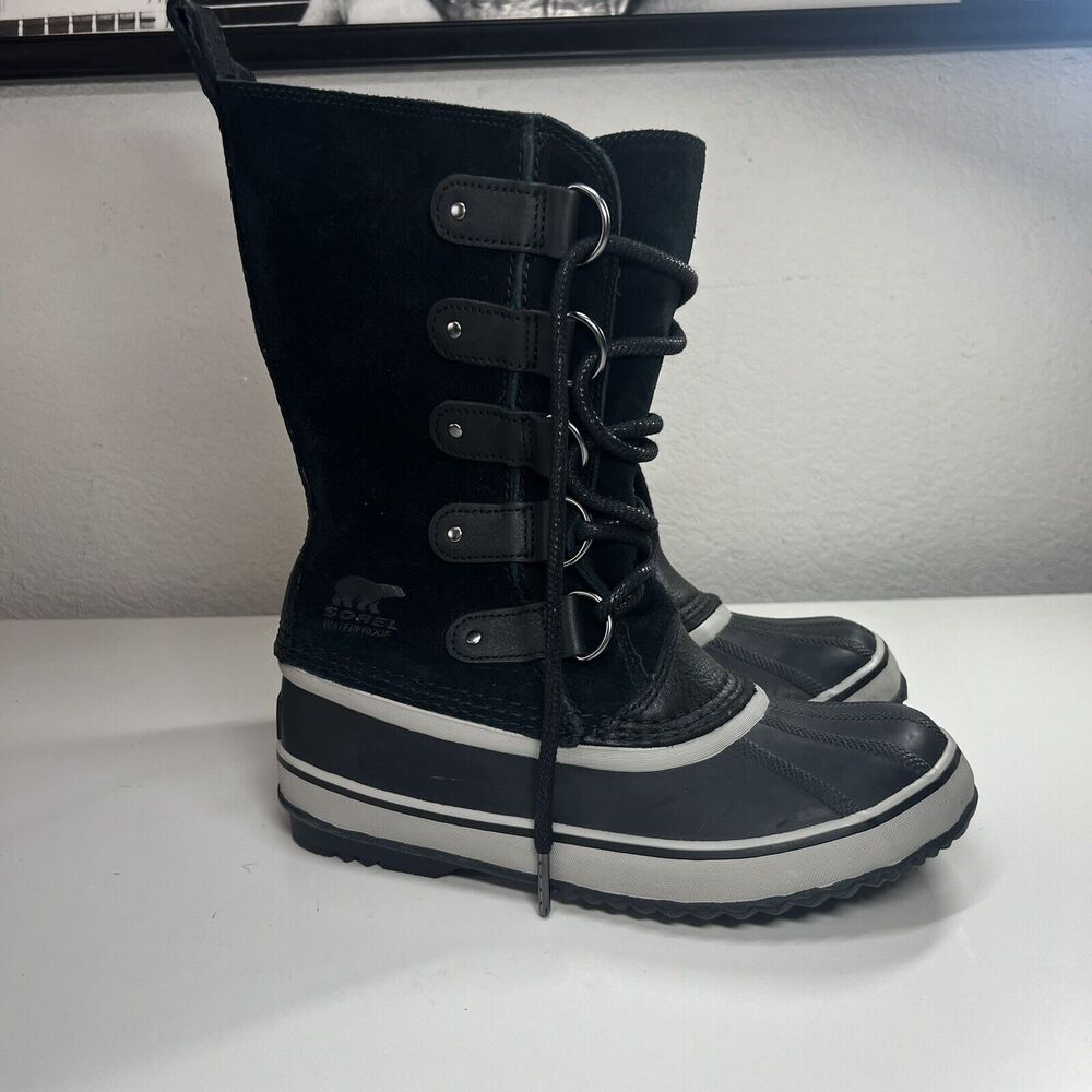 Sorel Joan Of Arctic Tall Snow Winter Boot Black Women's Size 7 Missing Fur